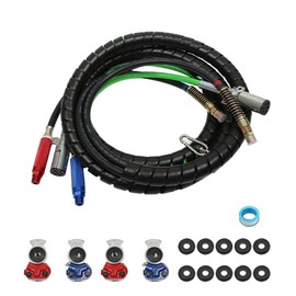 labwork 15FT Air Lines for Tractor Trailer, Air Hose for Semi Truck 3 in 1 ABS & Power Airlines 7 Way Electrical Cable 15FT 3-in-1 Wrap Set Air Line Hose Assemblies & 4 Air Hose Coupling Connector