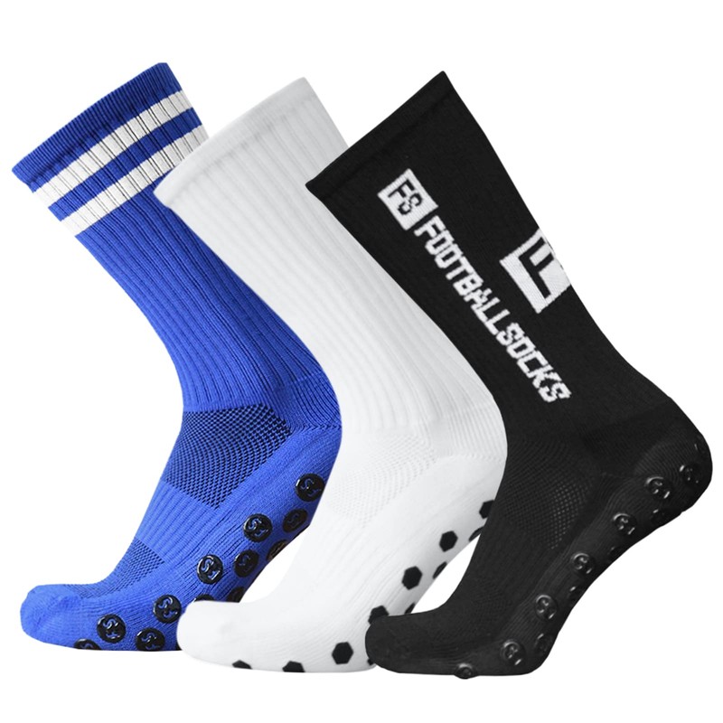 Lixada Soccer Socks, Set of 3, White + Blue +