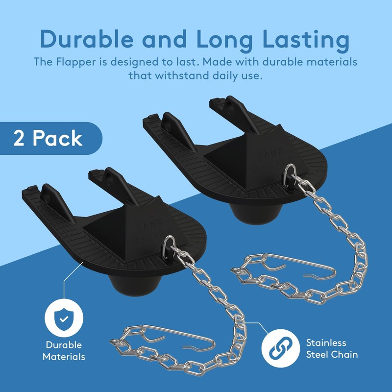 Universal 2 Inch Toilet Flapper Replacement & Chain - Fits