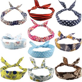 Wire Headband Pack of 10 Head Scarf and Hairbands for Women Wired Headbands - Stylish and Comfortable Hair Scarf Women Accessories Head Bands for Girls 1940s Hair Accessories Wire Hair Band