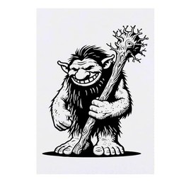 'Nordic Troll With Club' Temporary Tattoo - Water Resistant, Skin-Safe, Non-Toxic Transfer (TO00076065)
