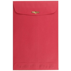 JAM PAPER 6 x 9 Open End Catalog Colored Envelopes with Clasp Closure - Red Recycled - 50/Pack