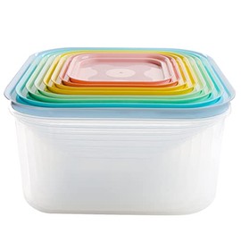 Shopwithgreen Plastic Storage Bowls with Lids, Rapid-Access Kitchen Bowls Food Storage, Nest Stackable Space-Save Design, Dishwasher & Microwave & Freezer Safe, Multi-Color, 8 Pack