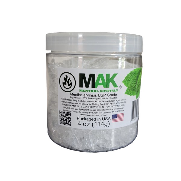 MAK Menthol Crystals 4 oz Pure Organic 100% Natural Menthol