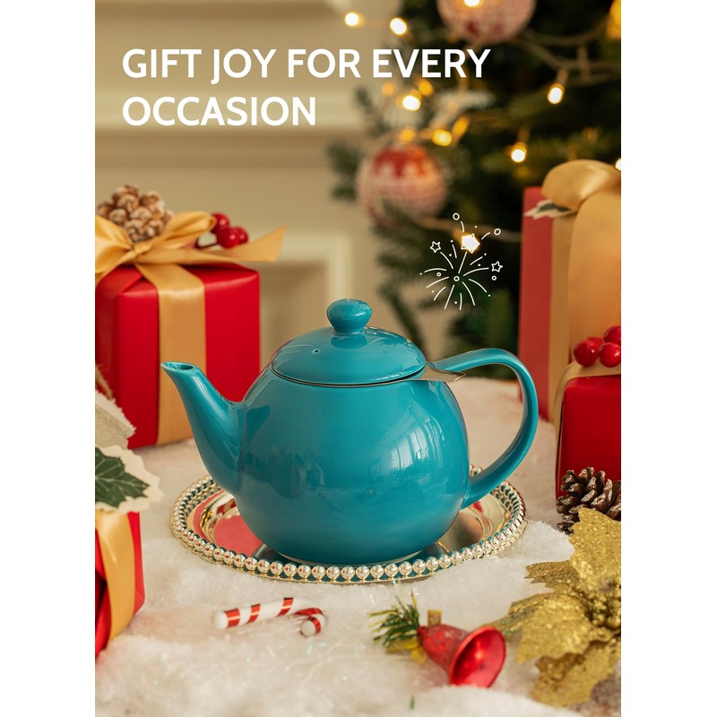 Sweese Teapot, Porcelain Tea Pot with Stainless Steel Infuser, Blooming