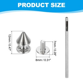 PATIKIL 12mm Studs for Clothing, 24 Sets Spikes for Clothes Studs and Spikes Leather Rivets Metal Cone Punk Spikes Screw Posts with Hole Puncher for Leather Jacket Fabric, Bronze Silver