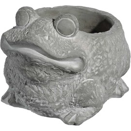 Classic Home and Garden Cement Buddies Indoor Outdoor Planter with Drainage Hole, Frog, Natural Gray, Small, 6in