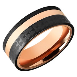 Akzent - Wedding rings, partner rings, engagement rings, stainless steel with Simili+ engraving, black, rose gold-coloured, stainless steel