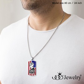 555Jewelry Trump Fight Fight Fight Stainless Steel Dog Tag Chain Necklace for Women |Fight for Trump Dog Tag Necklace for Men (Silver, 20 Inch)