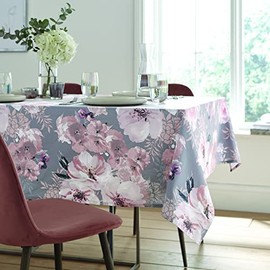 Catherine Lansfield Dramatic Floral137x229cm Wipe Clean Cotton Table Cloth Grey, KT/46659/W/T13722/GY