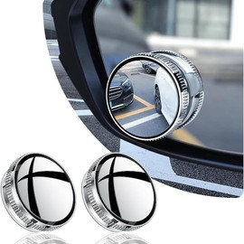 Car Rearview Mirror Suction Cup Small Round Mirror Car Reversing 360 Auxiliary Ultra-Clear Reflective Blind Spot Large Field of View Wide Angle,Blind Spot Mirrors Vehicle Autos - Colour: 2 pcak [silver]