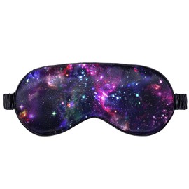 WIRESTER Soft Satin Silk Eye Mask Sleeping Mask Comfortable Sleep Mask with Adjustable Strap for Men Women Kids - Purple Nebula Galaxy
