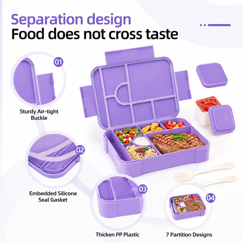 45 oz Leakproof Bento Lunch Box for Adults, Microwave Safe