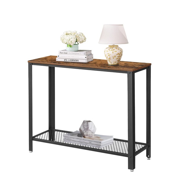 Zanzio Console Table, Narrow Entryway Table, 2-Tier Industrial Entrance Tables with Shelves for Entryway, Hallway, Living Room, Foyer, Corridor, Office, 40 Inches, Rustic Brown
