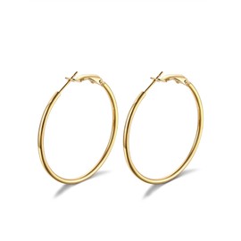 FOCALOOK Women's Stainless Steel Earrings, Hypoallergenic, 18k Gold, Silver, Large, Hollow, Lightweight, Popular, Fashionable, Stainless Steel