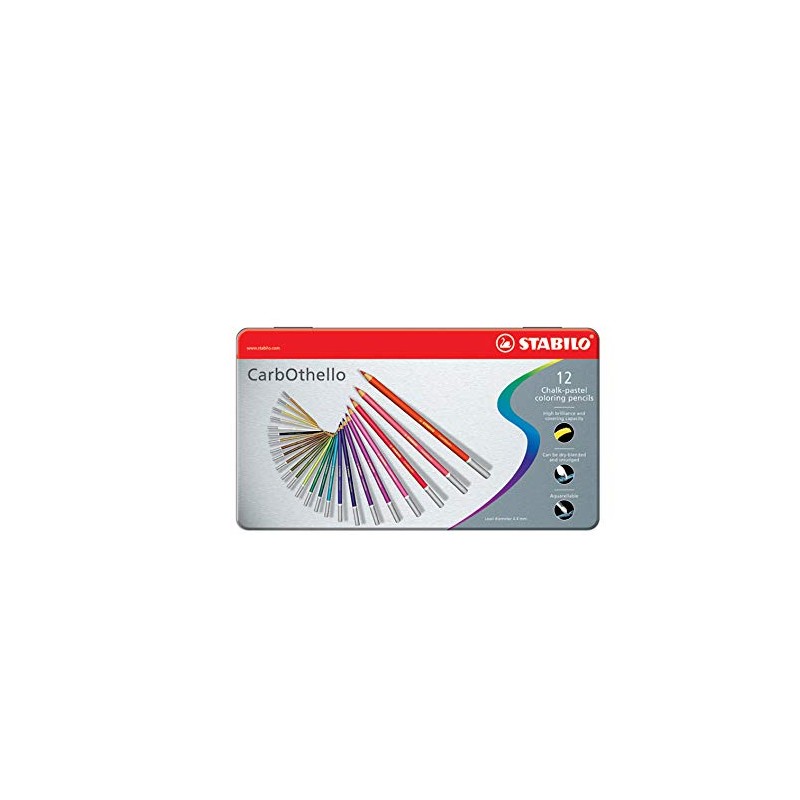 STABILO CarbOthello Pastel Chalk Pens, 24 Metal Cases, 1 Pack,