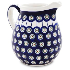 Bunzlauer 1.45 Lite Ceramic Jug Carafe - Bulbous Shape, Classic Design, Hand-Painted, Stoneware, (Decor 8)