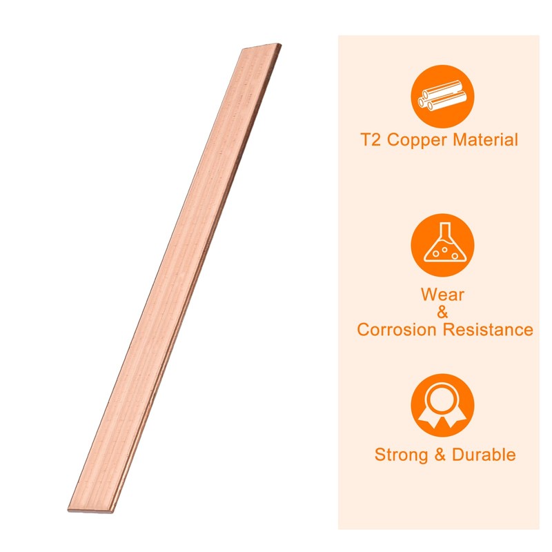 sourcing map Copper Flat Bar, 1/16" Thickness x 1" Width