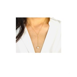 JENNYandJUDE White Cultured Freshwater Anchored Pearl Lariat Necklace in Gold Fill, Rose Gold Fill, or Sterling Silver