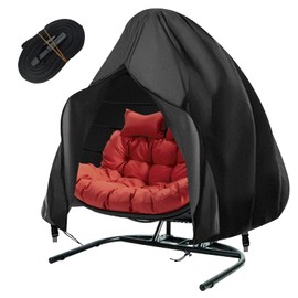 Double Egg Chair Cover Waterproof Hanging Egg Chair Covers Veranda Garden Cocoon Egg Chair Protective Cover Outdoor Rattan Wicker Swing Chair Cover Black Double 232x200cm