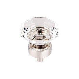 Top Knobs TK128BSN Crystal Collection 1-1/8" Clear Octagon Crystal Knob w/ Brushed Satin Nickel Base