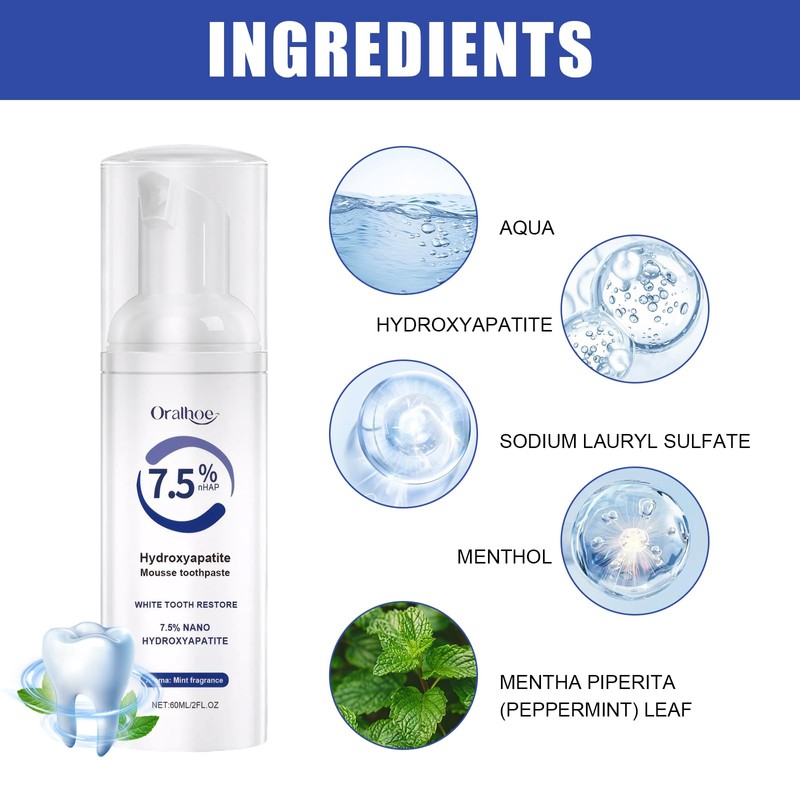 Hydroxylapatit Zahnpasta,Hydroxyapatite Toothpaste,Probiotika Hydroxylapatit Zahnpasta Ohne Fluorid,Aufhellung Zahnpasta mit Hydroxylapatit,Tiefenreinigung,Langanhaltend
