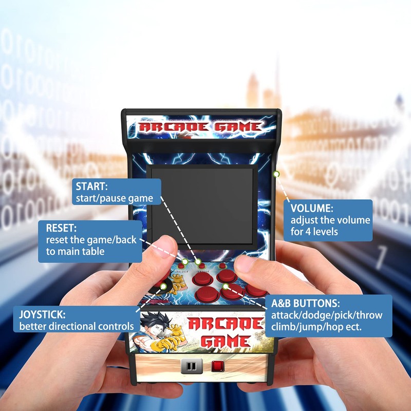 Mini Arcade Machine, Retro Gaming Console, Handheld Game Console with