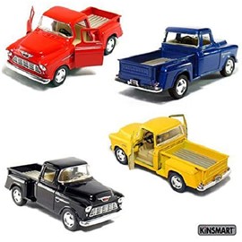 KiNSMART 1955 Chevrolet Stepside Pickup Truck 5 Inch 1:32 Scale Die Cast Metal Little Truck (-4Set)