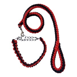 O&Y Pet Dog Paracord Leash Harness Dog Supplies Collar for Dogs Walking Parachute Cord Small Dogs Medium Dogs Large Dog Set (M Red + Black)