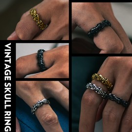 Richsteel Biker Skull Ring For Women Men Stainless Steel Silver Gothic Jewellery