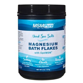 MSMPure Magnesium Bath Flakes with MSM – Dead Sea Magnesium Chloride for Muscle Recovery, Joint Relief & Relaxation – Epsom Salt Alternative for Soaking, Foot Soaks & Baths – 4 lb