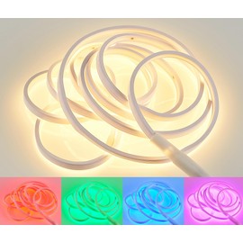 Reality Leuchten R65583100 LED Strip Neon Plastic White with 14 Watt RGB LED, 300 cm Can be Shortened, Remote Control