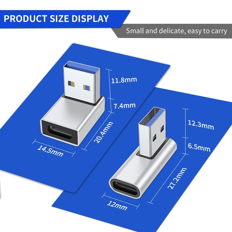 Critin 2-Pack 90 Degree USB A Male to USB C