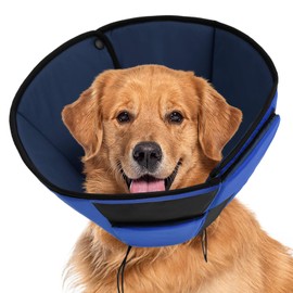 Preferhouse Large Dog Soft Cone Recovery Collar, Comfortable Dog Head Cone Collar for Large Dogs, Pet Surgery Cone Soft Neck Protector, Blue L