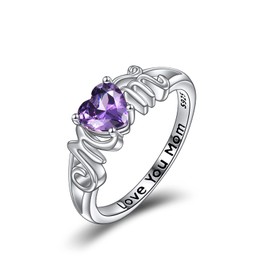 YAFEINI Mom Rings 925 Sterling Silver Mom Mother Crystal Rings Women Jewelry Gifts for Mum Mothers Day Gifts, Sterling Silver, No Gemstone