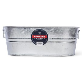 Behrens 0-OV Hot Dipped Galvanized Steel Oval PlanterTub, 5-1/2-Gallon, Silver
