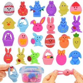 Cenmeytoy 24pcs Easter Mochi Squishy Toys Easter Basket Stuffers, Easter Squishies Stress Relief Toys Pack for Kids Boys Girls Toddlers Egg Fillers Gifts Party Favors