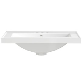 JPND 24 x 18 Inch Vanity Top Bathroom Sink, 3 Holes Compact Ceramic Vessel Sink, Ideal for Small Spaces, Convenient for Storing Personal Items and Easy to Clean, White