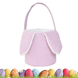 Bunny Ears Baskets for Kids - Plush Basket Bags for Egg Hunt | Toy Holder with Rabbit Ears and Handle Cute for Boys Girls Eggs Hunting