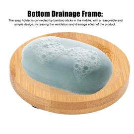 GEEKHOM Soap Dish Holder, [Pack of 4] Natural Bamboo Self Drain Rust Soap Dish Soap Box Soaps with Lid for Bathroom, Bathtub, Kitchen Sink