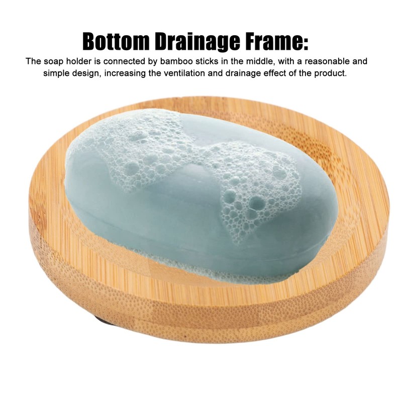 GEEKHOM Soap Dish Holder, [Pack of 4] Natural Bamboo Self