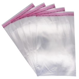 SKIR'CO (Pack of 100) Clear Cellophane Bags 6.3x10 Inches Self Seal Plastic Bags OPP Bags Self Sealing Plastic Bags for Food