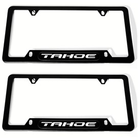 2 Pcs Car Auto Truck License Plate Frame Cover Holder Tahoe Compatible with -Stainless Steel Tahoe (Black)