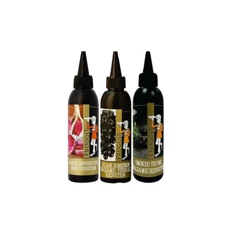 Froggit 3-Piece Garlic Infused Red Wine Vinegar, Burgundy Bliss Balsamic