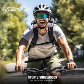 VOZAPOW Sports Sunglasses for Men Women, Polarized Cycling Glasses Baseball Sunglasses UV Protection for Running MTB Softball