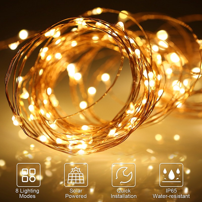 Tomshine 12m 120LEDs Solar String Light Copper Wire Fairy Lights