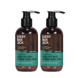 Every Man Jack Beard + Face Wash - Subtle Sea Salt Fragrance - Deep Cleans, Conditions, and Softens Your Beard and Skin Underneath - Naturally Derived with Coconut Oil, Glycerin, and Coconut - 6.7-ounce Twin Pack