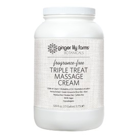 Ginger Lily Farms Botanicals Triple Treat Massage Cream, 100% Vegan & Cruelty-Free, Fragrance-Free, 1 Gallon