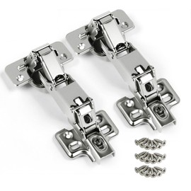 Anstore Pack of 2 Hinges for Cabinet Doors, Wide Angle Hinge Opening Angle 165° with 18 Screws 7 x 16 mm, Door Hinges Kitchen Cabinet Soft Close Damping Hinges for Furniture Hinge, Pot Hinge