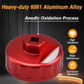 EVRBUL Aluminum Oil Filter Wrench 64.4mm 14 Flutes Compatible with Polaris Ranger RZR XP ATV UTV, Heavy-duty Oil Fuel Cap Wrench Removal Tool for 2540086 2520799 Oil Filter Replace# 2830550